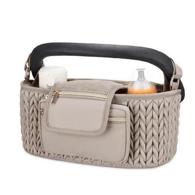 Portable Multifunctional Waterproof Quilted Hanging Bag Mommy's Stylish Vintage Shoulder Storage for Diaper Cart Stroller for