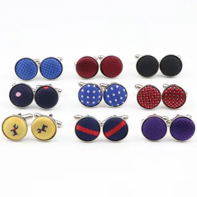 Dog Dot Polyester Cufflink Mens Shirt Classic Cuff Bottons Buniess Casual Fashion Round Cufflinks Fashion Brand Jewelry