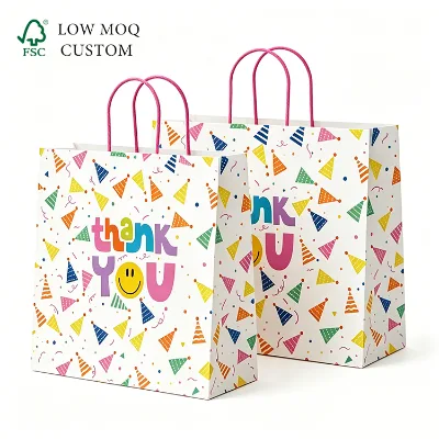 Wholesale Cartoon Print Paper Gift Bags for Kids Birthday Party Packaging Support Custom Logo