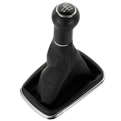 Lever Shifter Gaitor Boot PU Leather Gear Shift Knob for Volkswagen Golf 4 MK4 GTI R32 Bora Jetta 98-04 12mm Black/Silver 5/6