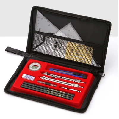 Metal School Stationery Drawing Tool Ruler Sets Drafting Compasses Set Color Material Origin Type