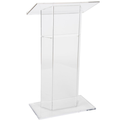 Thick Acrylic Podium Stand Clear Church Pulpit Lectern with Inner Shelf