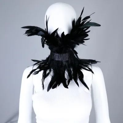 Halloween Scarf with Dark Feather Masquerade Makeup for Game Costumes
