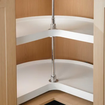 270 Degree Rotating Storage Shelf Kitchen Magic Corner Plastic Lazy Susan Set WIth Chrome Hubs