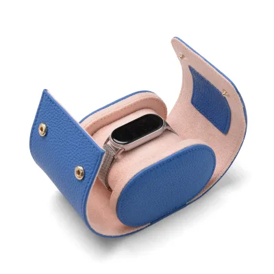 Litchi Pattern Leather Single Watch Groom Gift Custom Logo Embossed High Quality Real Premium Travel Roll for Watches