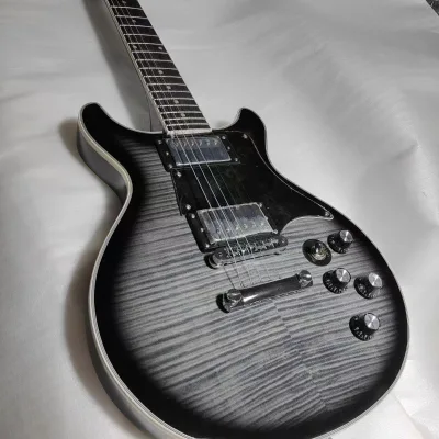 High-end Transparent Black Tiger Stripe Mahogany Body Rosewood LP Double-Cut Corner Electric Guitar Three-Position Switch