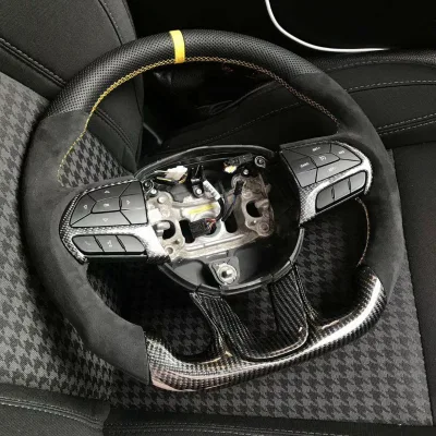 Custom Forged Carbon Fiber Steering Wheel White Perforated Leather Silver Powder Finish Perfect Fit for Dodge SRT Challenger