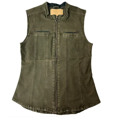 Versatile Military Green Denim Jacket Summer Style Natural Waistline Solid Floor-Length Worsted Front Washable
