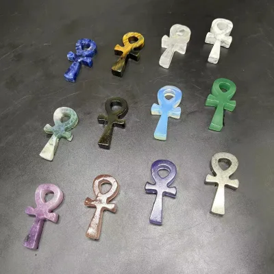 Wholesale Natural Various Gemstone Crystal Ankh Crystal Carved Cross Crystal Carving Ankh