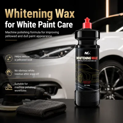 White Car Polishing Wax 298g Machine-Applied Paint Brightener for Yellowed Dull White and Light-Colored Automotive Paint