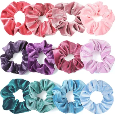 Wholesale Custom Premium Simple Velvet Texture Bridal Wedding Bridesmaid Scrunchies for High Elasticity Stretch Ponytail