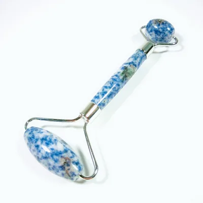 Huiying Good Quality Blue Spot Jasper Jade Gem Roller Face Massager Facial Jade Gem Roller