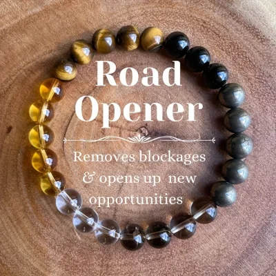 Healing Energy Crystal Natural Stone Bracelet Yellow Crystal Black Agate Elastic Bracelet Fashion Lucky Jewelry Gift