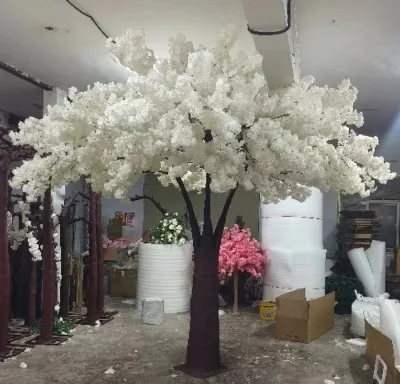 Customized 2m 3m 4m Large Plastic Japanese Ivory White Blossom Tree Artificial Sakura Cherry Blossom Trees