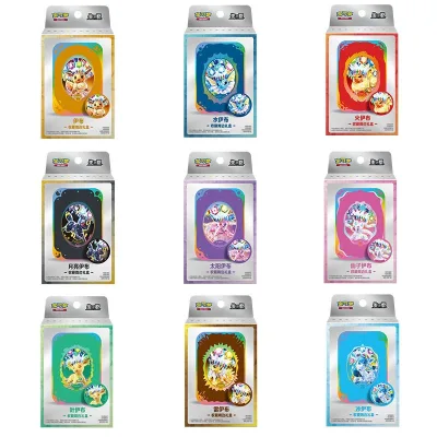 Pokemoned Gift Pokemoned Collectible Box Original Chinese Pokemoned 17.5 Terastal Gathering/Eevees' Exclusive Gift Box Badge Set