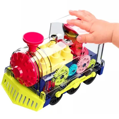 Hot Sale Kids Electric Universal Train Toy B/O Transparent Gear Light Music Educational Early Education Toy for Boys Girls