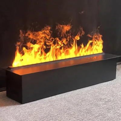 PANSEE 80cm Modern LED Flame Water Vapor Artificial Fireplace Insert Electric Atomized Indoor Remote Control Steel 3-Year
