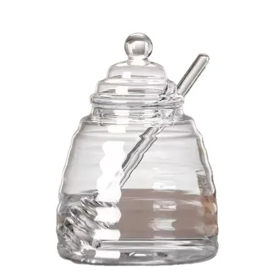 High Borosilicate Glass Honey Pot with Lid for Breakfast Nook Gift