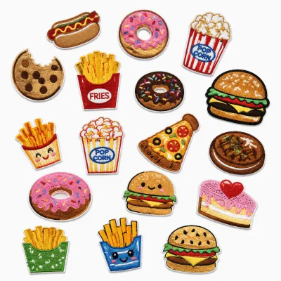 Wholesale Handmade Hamburger Biscuit Embroidery Chenille Iron-On Patches for Clothing