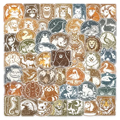 50PCS Transparent vintage realistic animal sticker