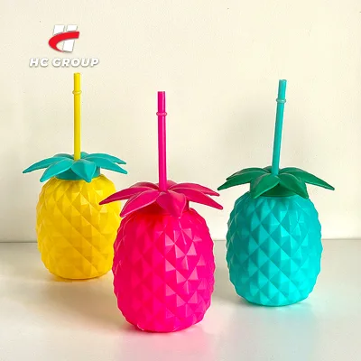 INS Style Exotic Hawaiian Plastic Pineapple Cup Colorful Beverage Cup Beach Party Cocktail Glass