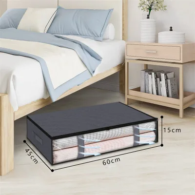 Large Portable Folding Storage Box for Organization Dustproof Quilt Clothing Organizer with Reinforced Bed Bottom Storage Box
