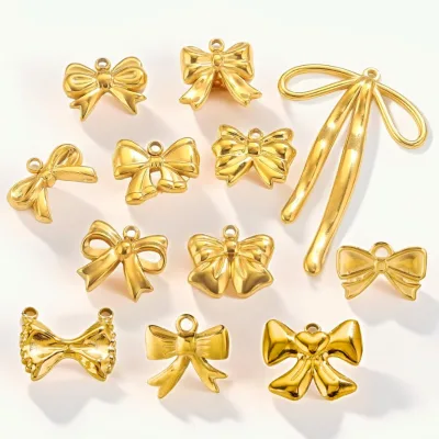Stainless Steel Jewelry Charms Gold Silver Bow Fashion Pendant DIY Charms Jewelry Accessories for Hand Making