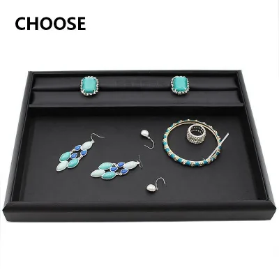 Velvet Jewelry Display Tray Portable Ring Earring Necklace Storage Box Jewelry Packaging Organizer for Boutique 30x22cm