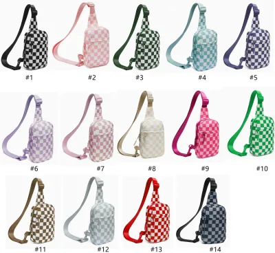 2025 Wholesale Cute Checked Messenger Chest Bag for Girls Colorful Crossbody Waist Bag Lady Fanny Pack