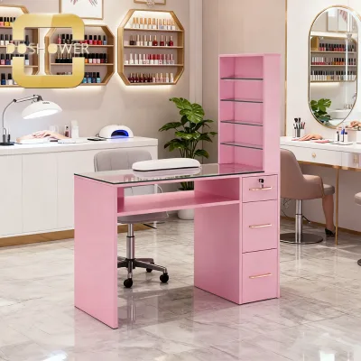 Multi functional storage nail table with clip-on light and customizable and suitable for beauty and nail salons