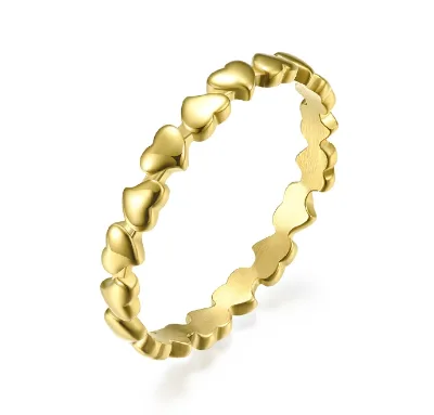 Simple Design Cool Style Closed Solid love Ring Heart-to-heart Women Ring
