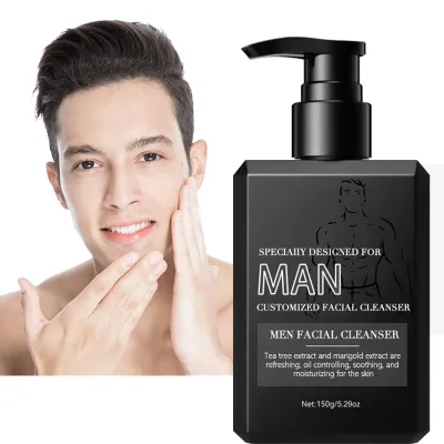 Customized Logo Men's Oil Control Face Wash Quick Acne Removal Facial Cleanser Gently Clears Pores and Improves Greasy Skin