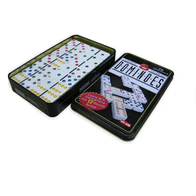 Custom Popular Melamine Domino Double Six Sets in Attractive Tin Box