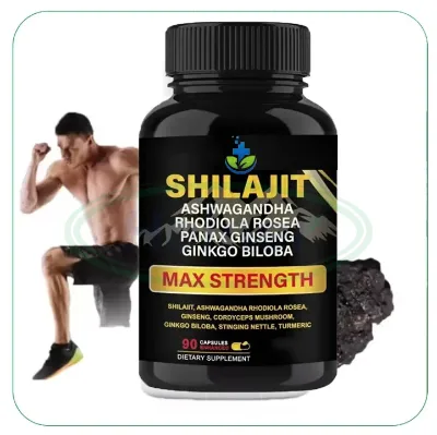 Ausreson Natural 1000mg Shilajit Gold Ashwagandha Supplement Naturel Organic Himalayan Shilajit Resin Pure Shilajit Capsules