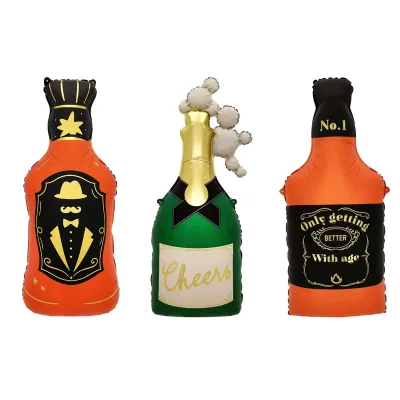 Wholesale Matte Beer Festival Theme Whiskey Bottle Shape Foil Balloons for Party Dance Decoration