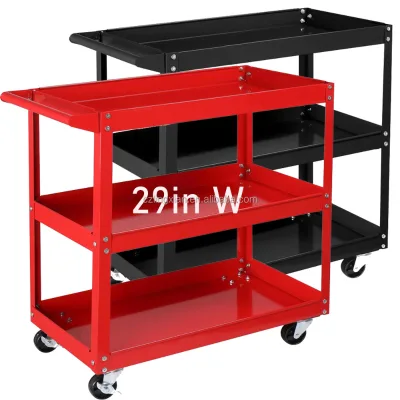 OEM 29'' W 3 Tier Shelf Metal Tool Cart Storage Wheel Cart Trolley Rolling Tool Car Hand Carts Trolleys