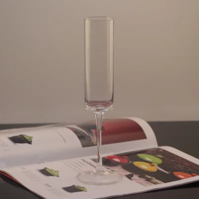Custom Straight Square Crystal Hand Blown Champagne Flute Glass Goblet Wine Cup Glasses