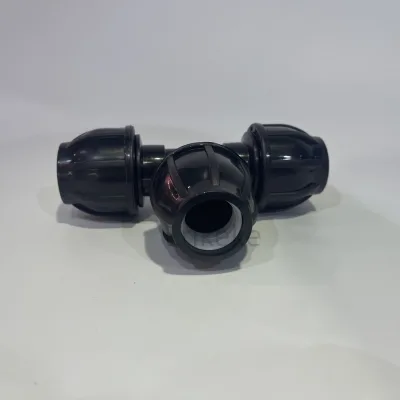 25-110mm Corrosion-resistant HDPE Compression Fitting Tee with Thread PP Quick Connection for Water Supply