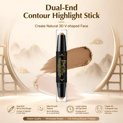 Double-Ended Contour Highlighter Stick, Smooth and Long-Lasting, 3D V-Shaped Face Makeup,OEM/ODM Wholesale Factory Customization