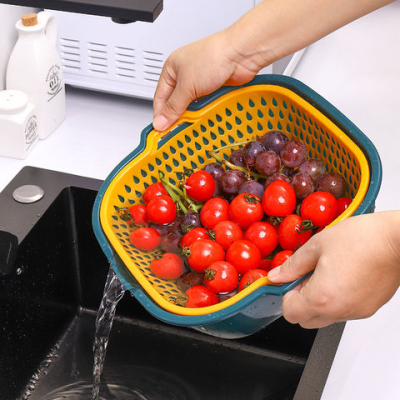 Drain baskets Kitchen Storage baskets Multifunctional double-layer Vegetable fruit plastic