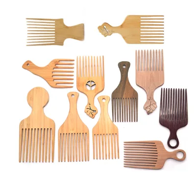 Afro Natural Bamboo Anti-Static Hair Pick Hair Wig Braid Hair Styling Comb for Long, Thick, Curly Long Tooth Detangling Accessor