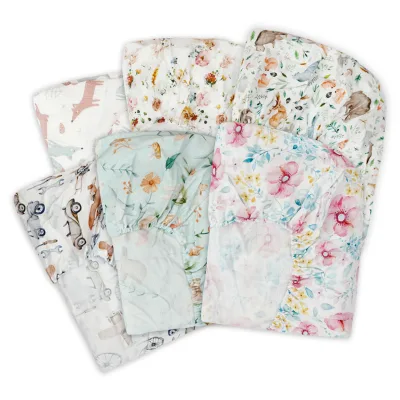 Custom Designs Baby Mattress Sheets Newborn Cot Fitted Sheets Printed Cartoon Kids Muslin Crib Sheet