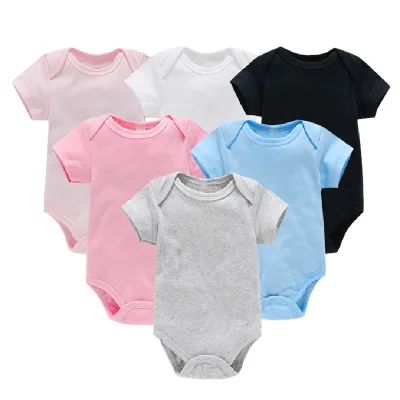 wholesale onesie baby clothes romper plain custom cute printing short sleeve colorful blank 100% organic cotton baby onesie