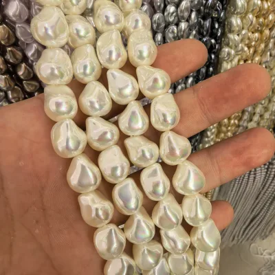 S Family Pearls 12*14mm Baroque Irregular Silver Pearl Glass Beads Loose Beads DIY Jewelry Accessories