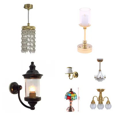 Christmas Halloween Holiday Decoration Kids Play Miniature Toys Diy Lights Lamp Lantern Chandelier