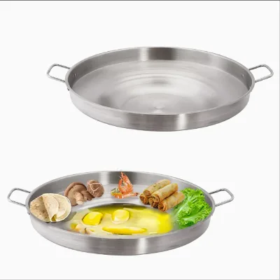 Daosheng Wholesale Gold or Sliver Stainless Steel Seafood Paella Pot Frying Pan for Household Fancy Restaurant
