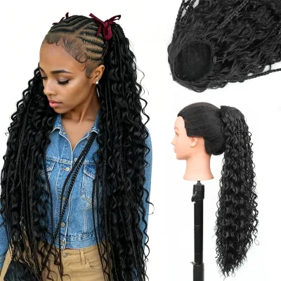Amygirl Boho Braiding Drawstring Ponytail 22 Inch High Quality Soft Feeling Synthetic Fiber Fluffy Box