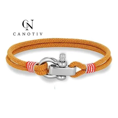 Handmade Milan Rope Bracelet Double Strand Stainless Steel Shackle Buckle Survival Bracelets Jewelry for Men Women