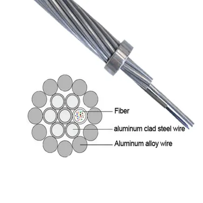 OPGW Fiber Optic Cable OPGW-12B1-60 G652D Stranded Aluminum Alloy Conductor Outdoor Use for Overhead Power Line Data Jacket-Free