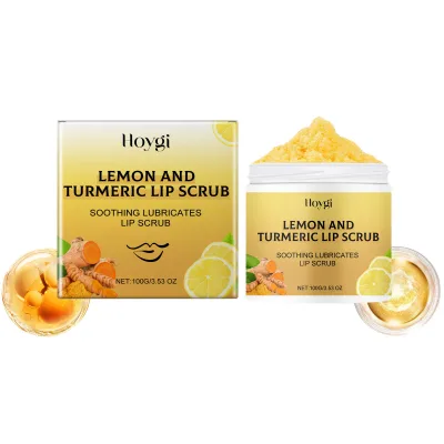 HOYGI Lip Care Moisturizing Exfoliating Reduce Lip Dryness Soothing Lightening Lemon Turmeric Lip Scrub